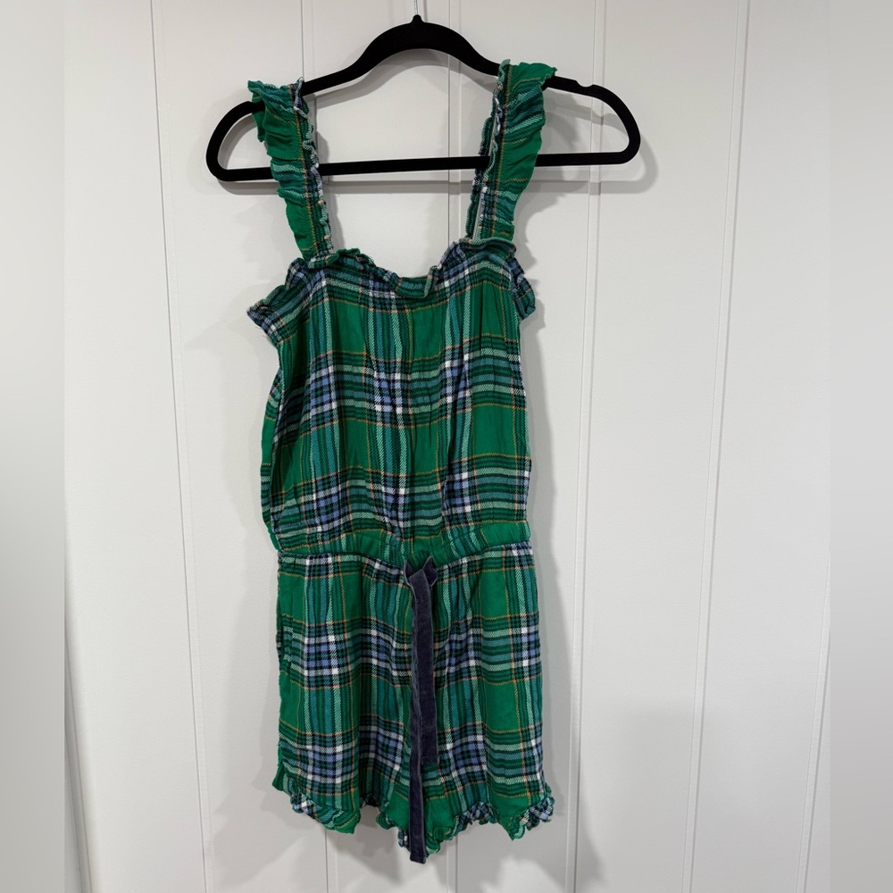 Aerie Sleepwear Romper in Green Plaid M